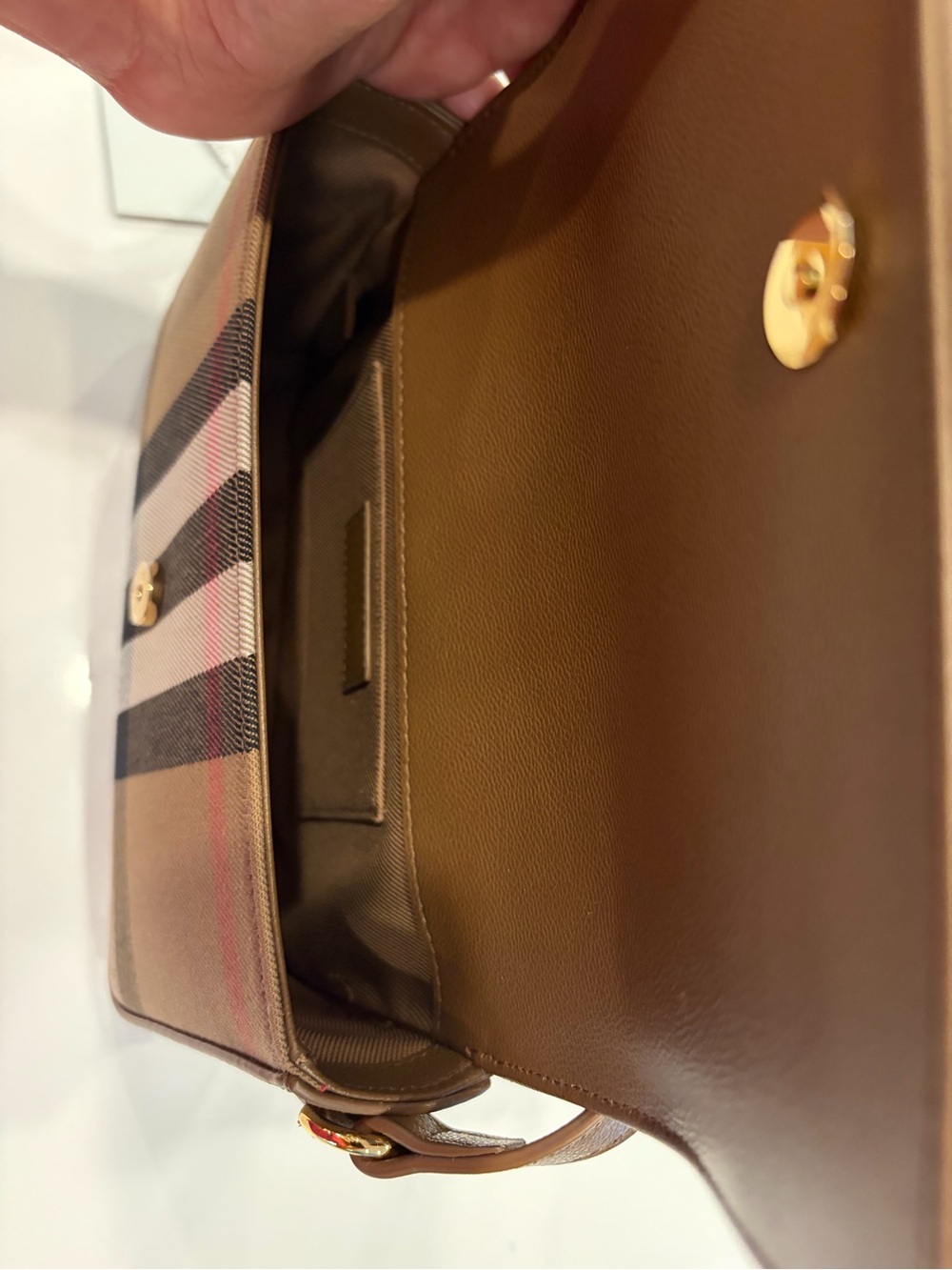 Burberry Hampshire Small Brown House Check & Leather Crossbody Bag Reg $1,150 - Picture 12 of 15